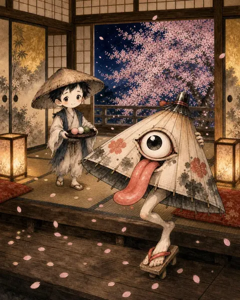 絵巻「花見のから傘」