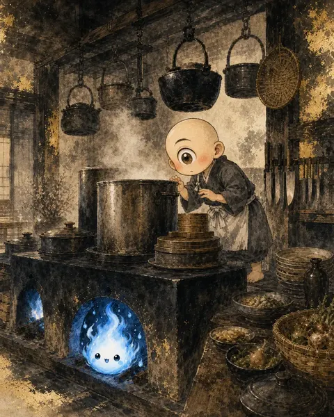 絵巻「竈の青い火」